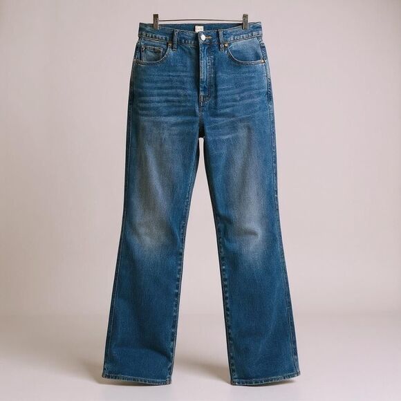 La Vie Rebecca Taylor Flare Jeans 29 Tall Blue Distressed Ultra High Rise Retro - Picture 1 of 12